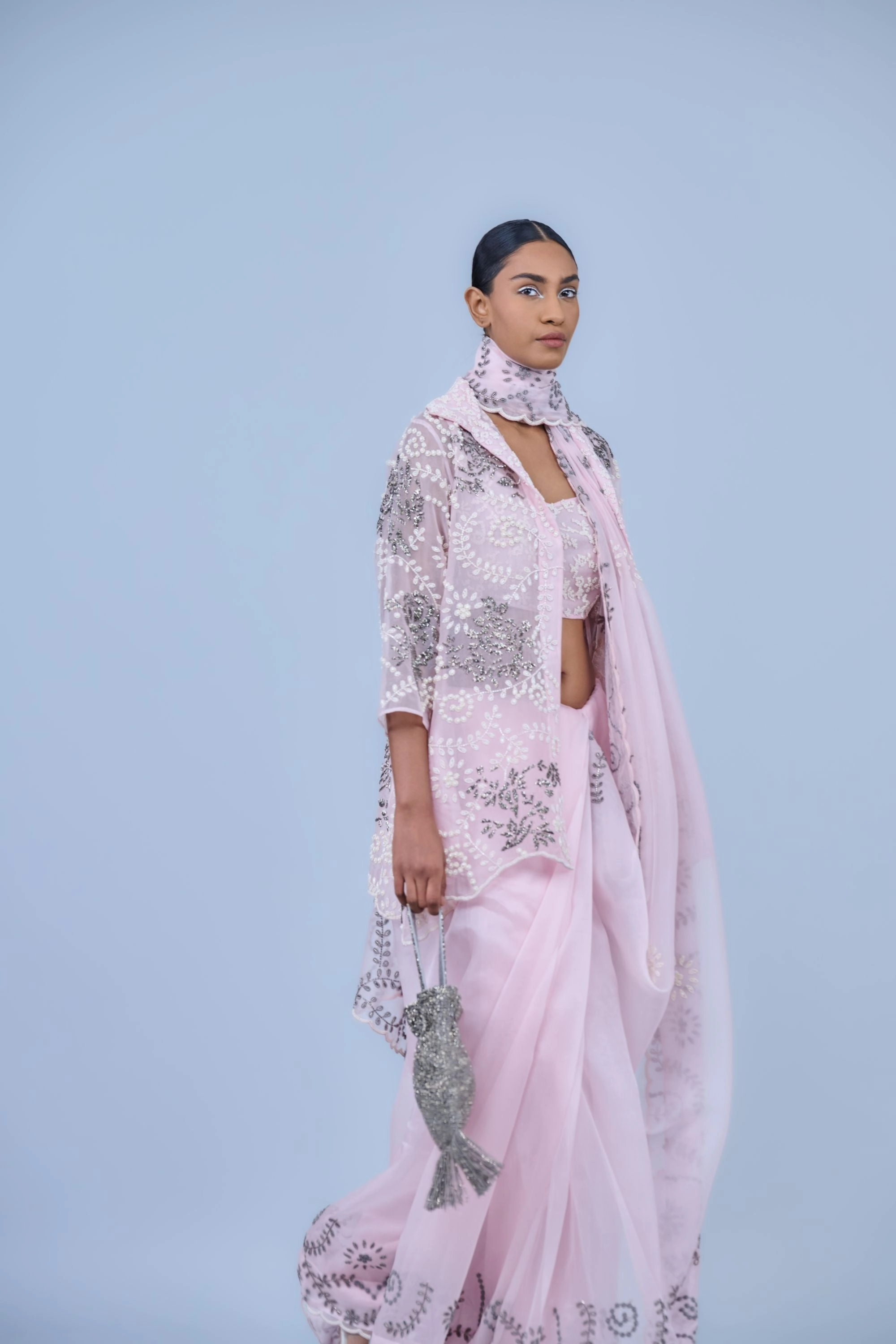 Powder Ec Slv Silk Organza Jacket