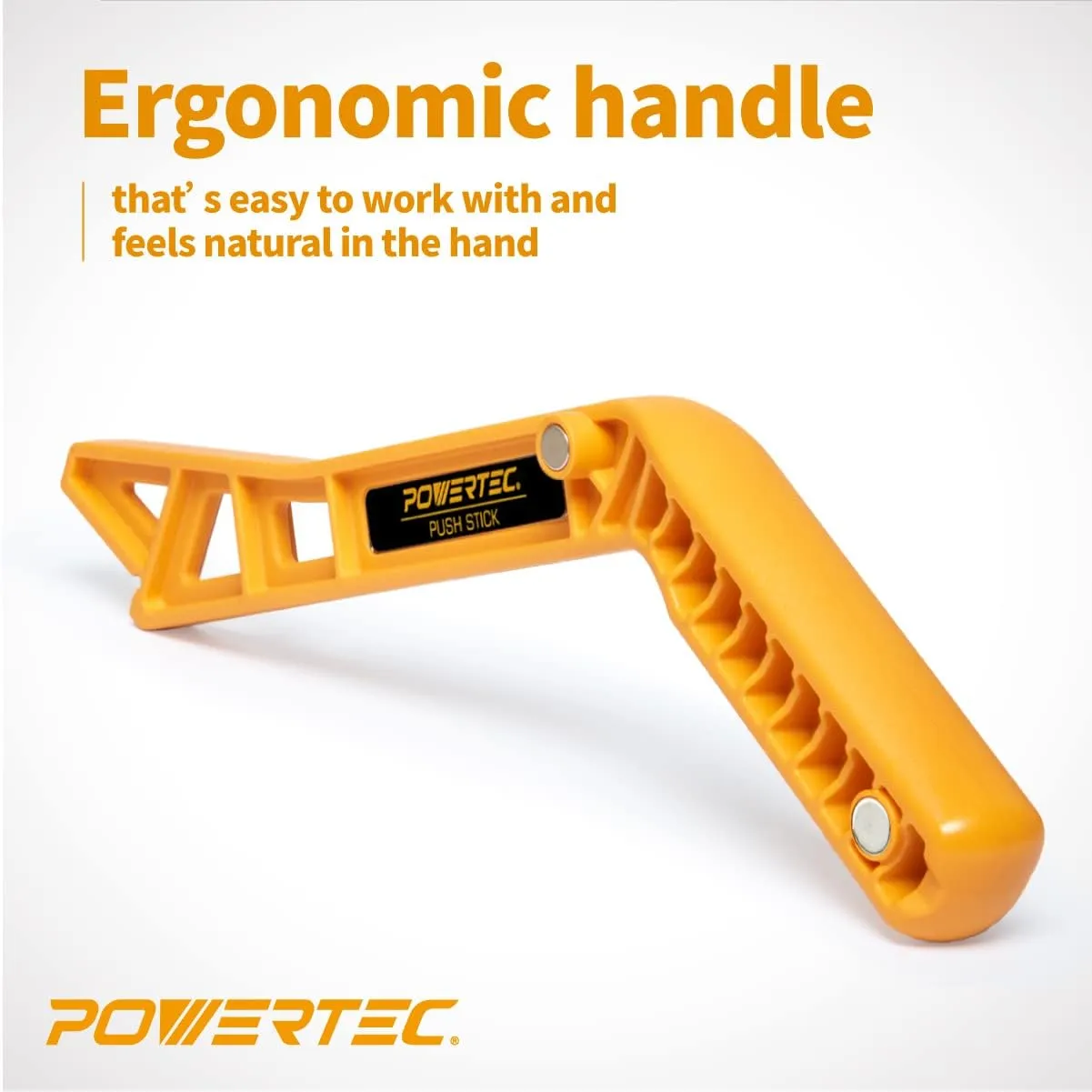 POWERTEC Push Stick & Push Block, L& Magnetic Push Stick Set Fits Table Saw, Router Table, Band Saw & Jointer, Ergonomic Handles w/Max Grip, Pusher Reduces Kickback & Increases Safety. 5PK (71510)