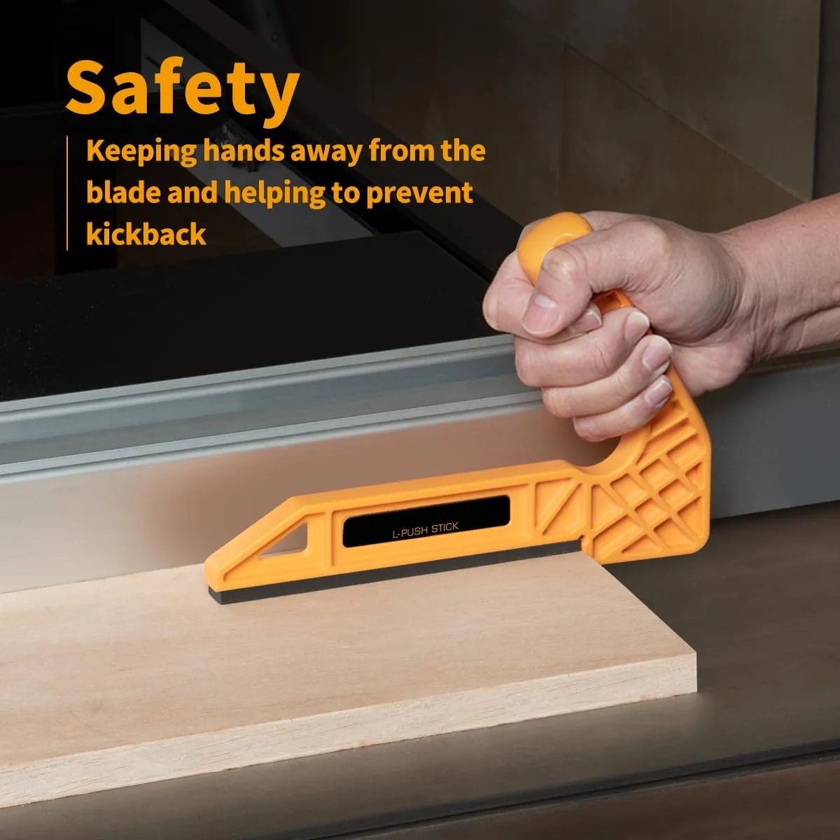 POWERTEC Push Stick & Push Block, L& Magnetic Push Stick Set Fits Table Saw, Router Table, Band Saw & Jointer, Ergonomic Handles w/Max Grip, Pusher Reduces Kickback & Increases Safety. 5PK (71510)