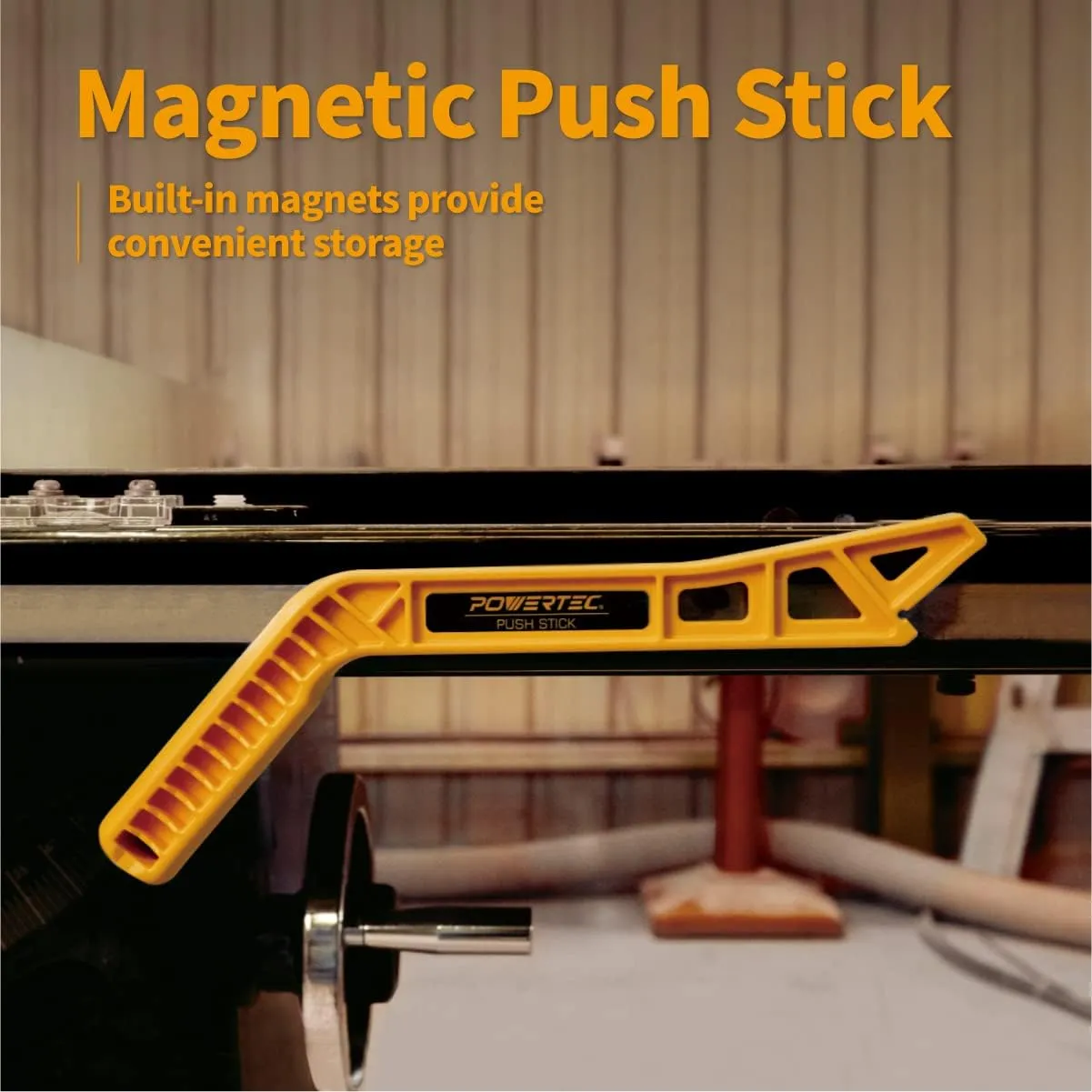 POWERTEC Push Stick & Push Block, L& Magnetic Push Stick Set Fits Table Saw, Router Table, Band Saw & Jointer, Ergonomic Handles w/Max Grip, Pusher Reduces Kickback & Increases Safety. 5PK (71510)