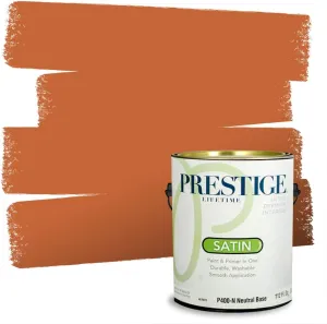 PRESTIGE Paints Interior Paint and Primer In One, 1-Gallon, Satin, Comparable Match of Sherwin Williams* Determined Orange*