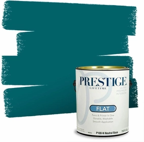 PRESTIGE P100-N-SW6489 Interior Paint and Primer in One, 1-Gallon, Flat, Comparable Match of Sherwin Williams Really Teal, 1 Gallon, SW28-Really