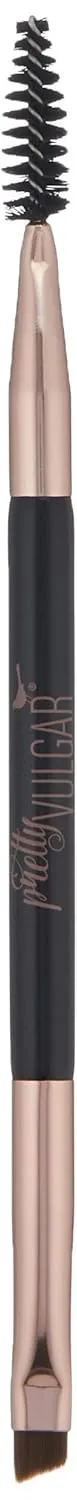 Pretty Vulgar High Standards Eyebrow Brush, Vegan Double-Ended Angled Eye Brow Brush and Spoolie Brush, Cruelty-Free Bristles