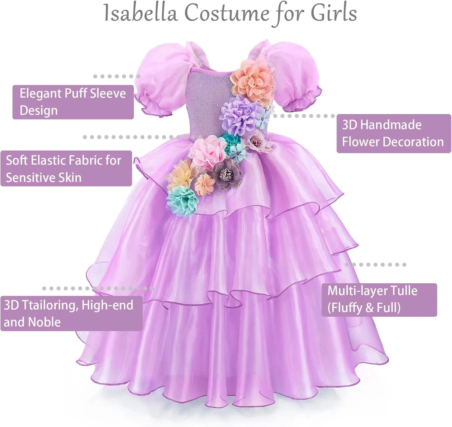 Princess Belle Dress up Halloween Fairy Costume for Toddler Girls, Special Occasion Dresses Birthday Party, Yellow