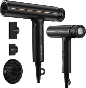 Professional High-Speed Hair Dryer with Diffuser Nozzle Low Noise Fast Drying Ion Blow Dryer Hair Care Intelligent Heat Airflow Control with LCD Display Travel Hair Dryer for All Hair Types