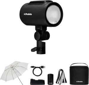 Profoto A2 Monolight Super-Compact Flash Head | 100Ws Portable Monolight, Professional Photography Lighting, Integrated AirX Connectivity and Waith White Translucent Umbrella (33") - Bundle Set