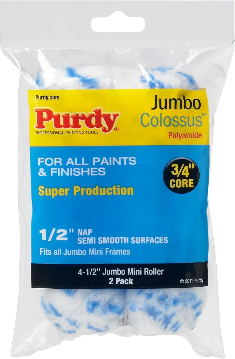 Purdy 140624033 Colossus Roller Cover, 1/2 Nap, 4.5 inch, 6 Count