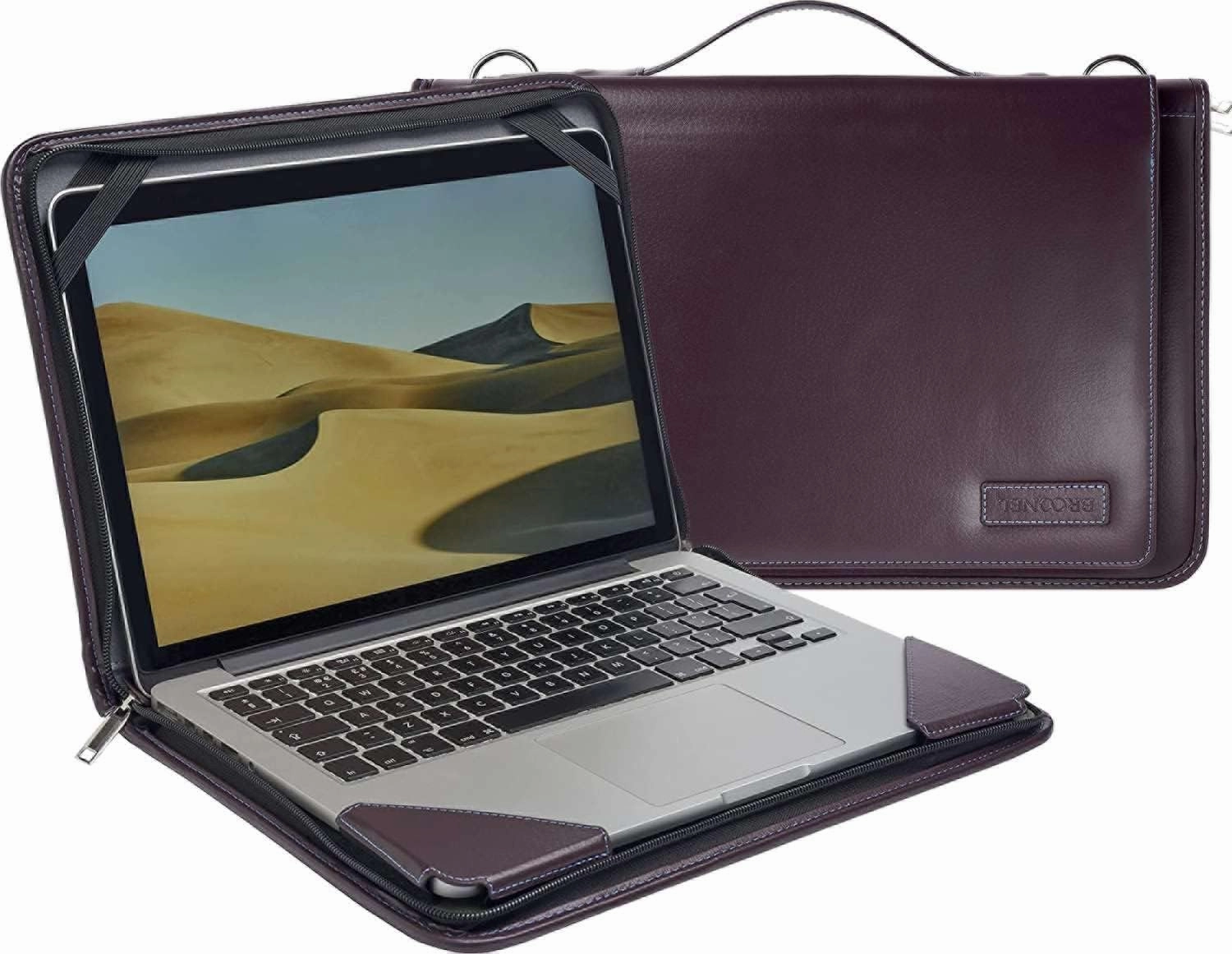Purple Leather Laptop Messenger Case - Compatible with Acer Aspire Switch 11 V SW5