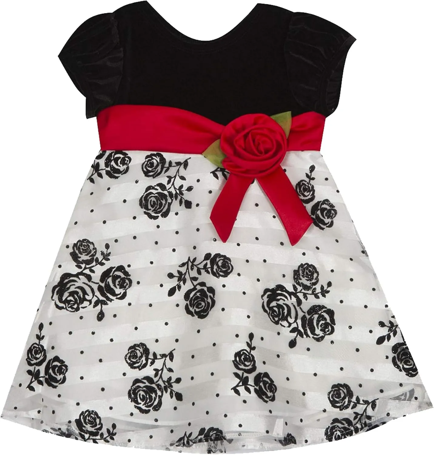 Rare Editions Baby Girls Flocking Floral Dress Size 6-9 Months