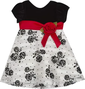 Rare Editions Baby Girls Flocking Floral Dress Size 6-9 Months