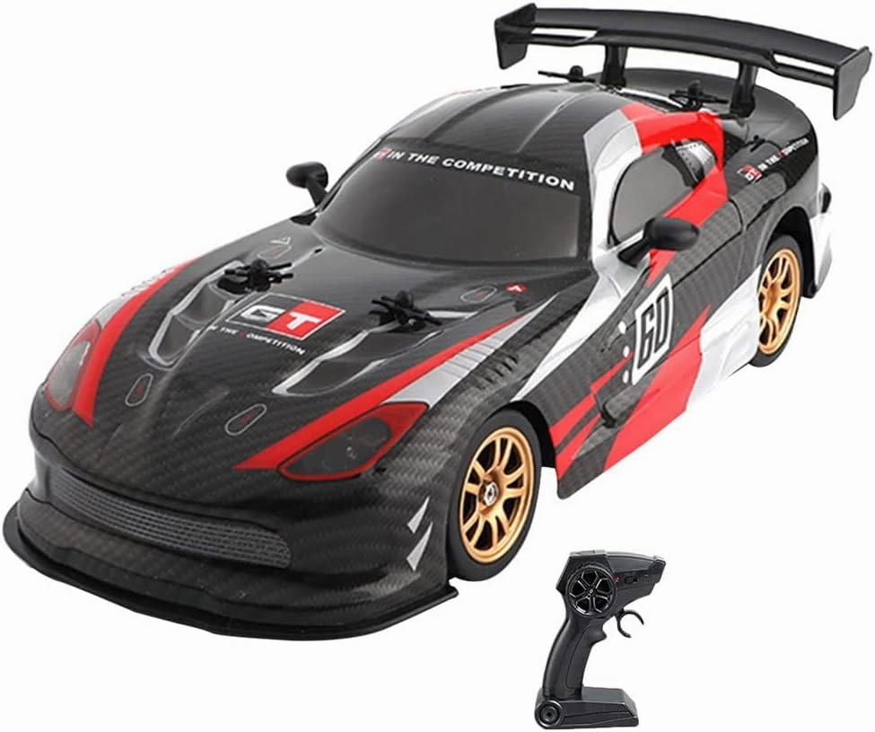 RC Car, 1:16 Scale 2.4GHz Remote Control Car, 4WD High Speed RC Racing Car, with Two Sets of Tires RTR Drift Car for Kids and Adults