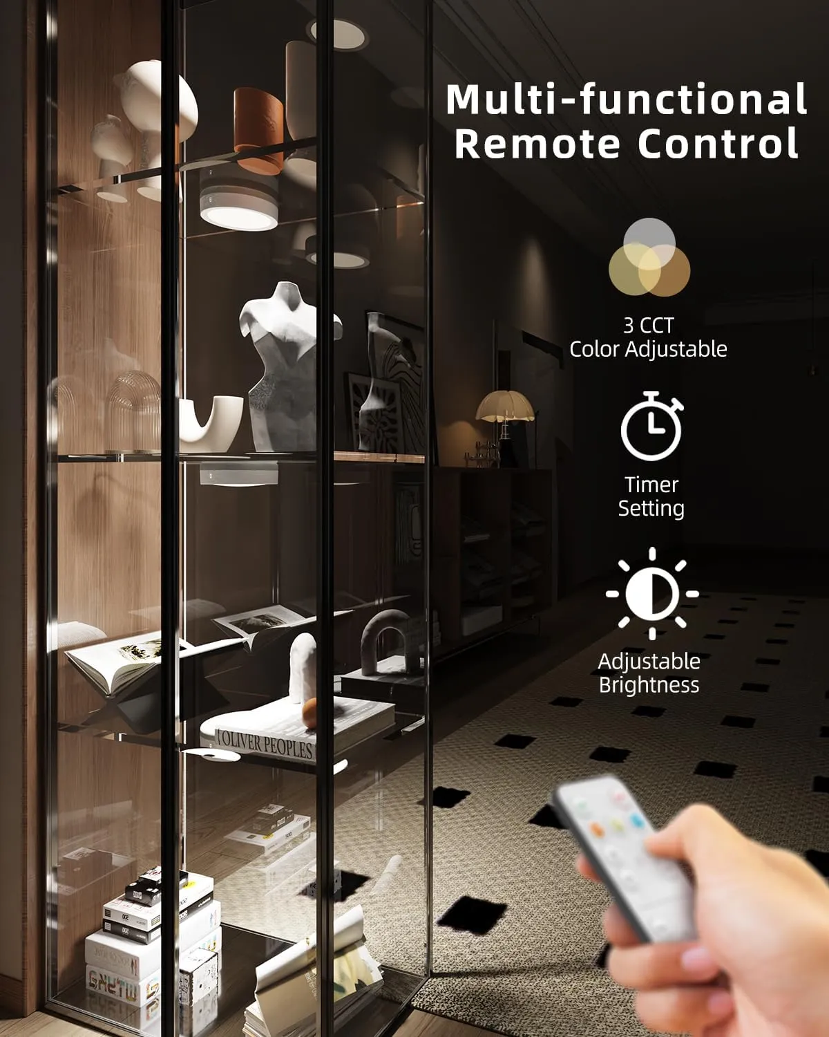 Rechargeable Puck Lights with Remote Control, 1600mAh Battery Powered Push Lights LED Stick On Lights for Closet Magnetic Tap Light USB Display Shelf Lights Kitchen Under Cabinet Press Button Lights