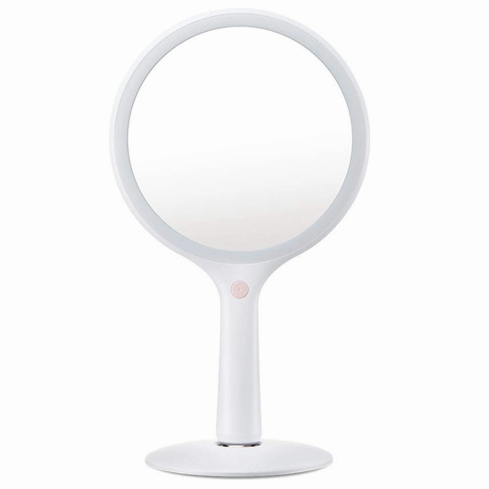RED SHORE Portable LED Makeup Mirror, Magnetic 5X Magnifying USB Charging Light Makeup Mirror,Cosmetic Magnification Mirrors for Bathroom Shower Travel Girl(White)