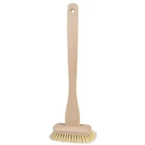 Redecker Tampico Fiber Bathtub Brush with Extra-Long Untreated Beechwood Handle, 14-3/4 inches, Angled Design, Natural Bristles, Hanging Loop for Storage, Made in Germany