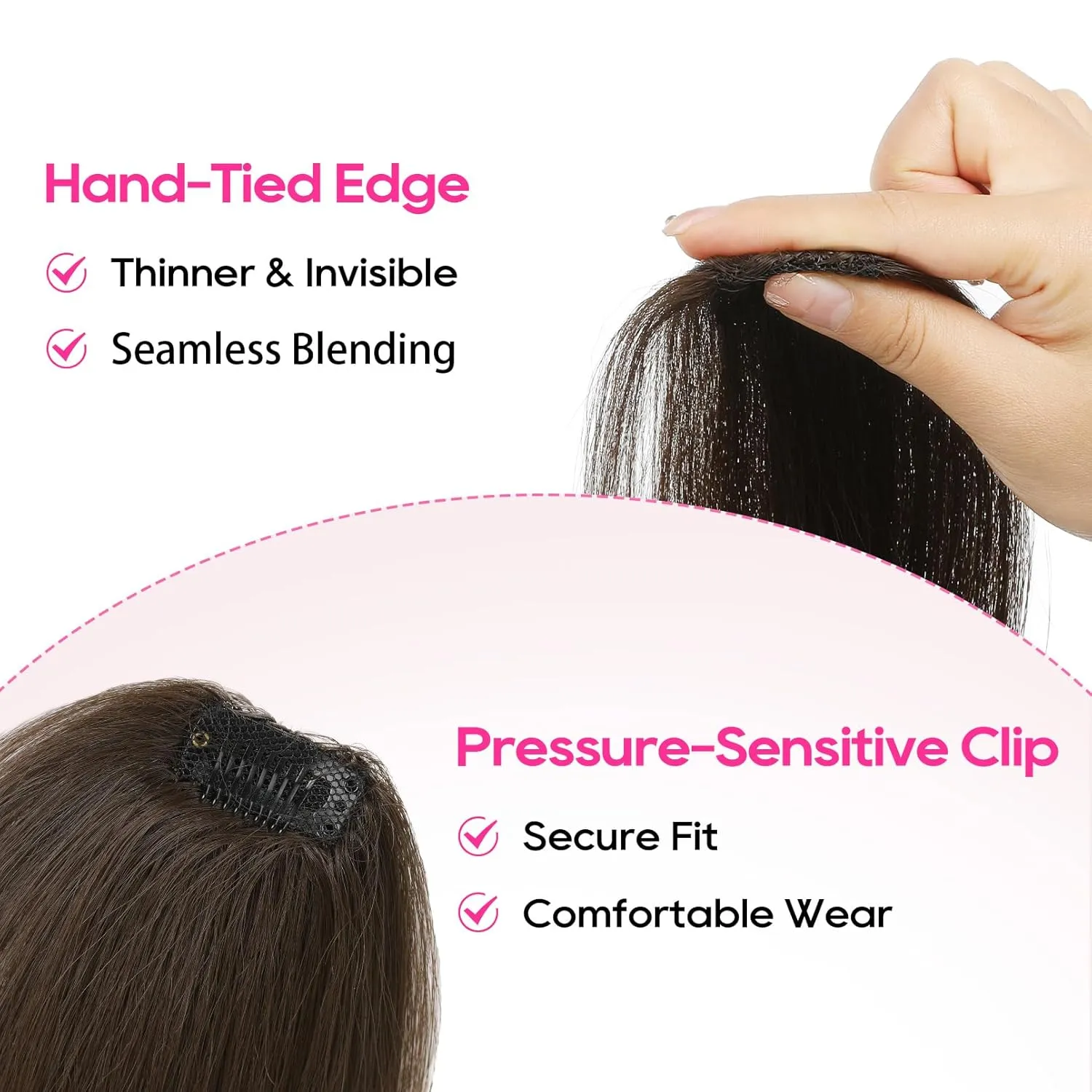 REECHO Clip in Hair Volumizer, 2PCS 8 Inch Short Thick Hairpieces Adding Extra Volume - Chocolate Brown Extensions for Women With Thin Fine Hair