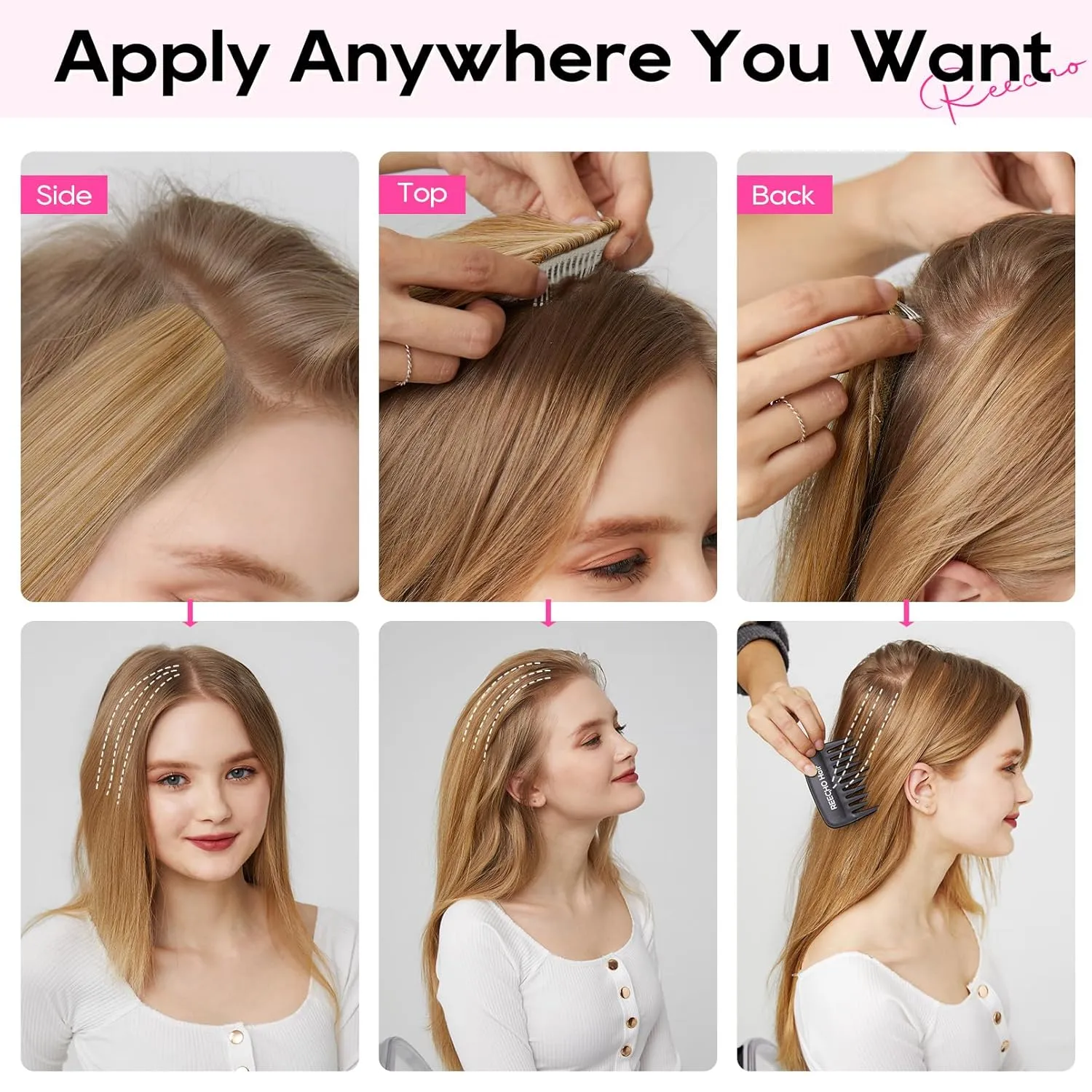 REECHO Clip in Hair Volumizer, 2PCS 8 Inch Short Thick Hairpieces Adding Extra Volume - Chocolate Brown Extensions for Women With Thin Fine Hair