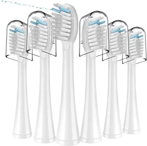 Replacement Flossing Toothbrush Heads with Covers for waterpik Sonic Fusion SF01/SF02 and Sonic Fusion 2.0 SF03/SF04,6 Count,White
