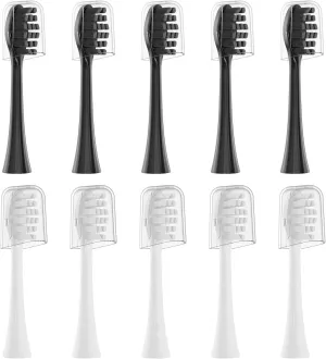Replacement Toothbrush Heads 10 Pack Compatible with Gleem Electric Toothbrush, 5Black  5White
