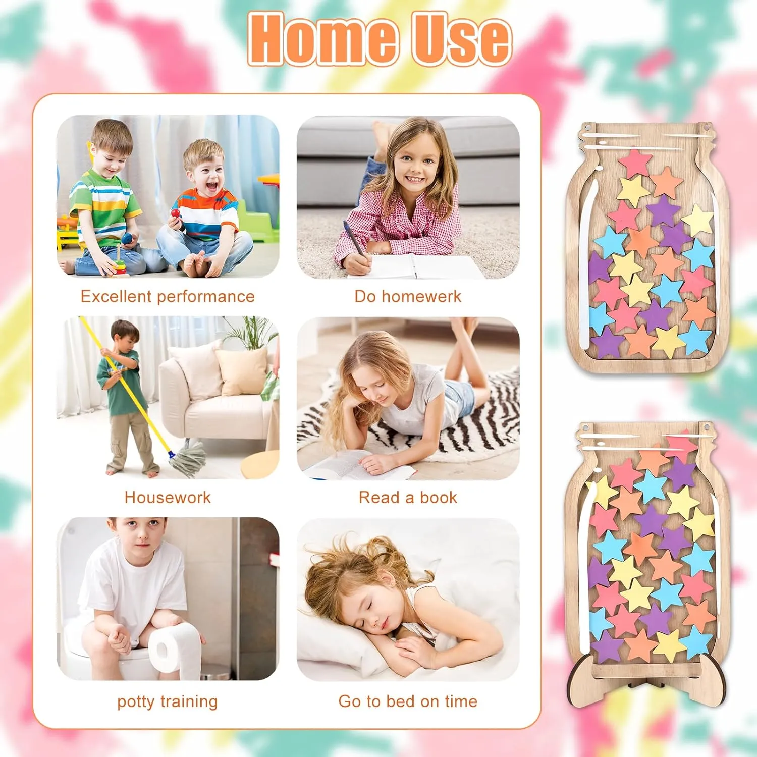 Reward Jar for Kids, Magnetic Reward Jar, Star Reward Jar for Classroom Kids Potty Training Housework Responsibility Behavior Rewards, Routine Training Tool for Boys Girls