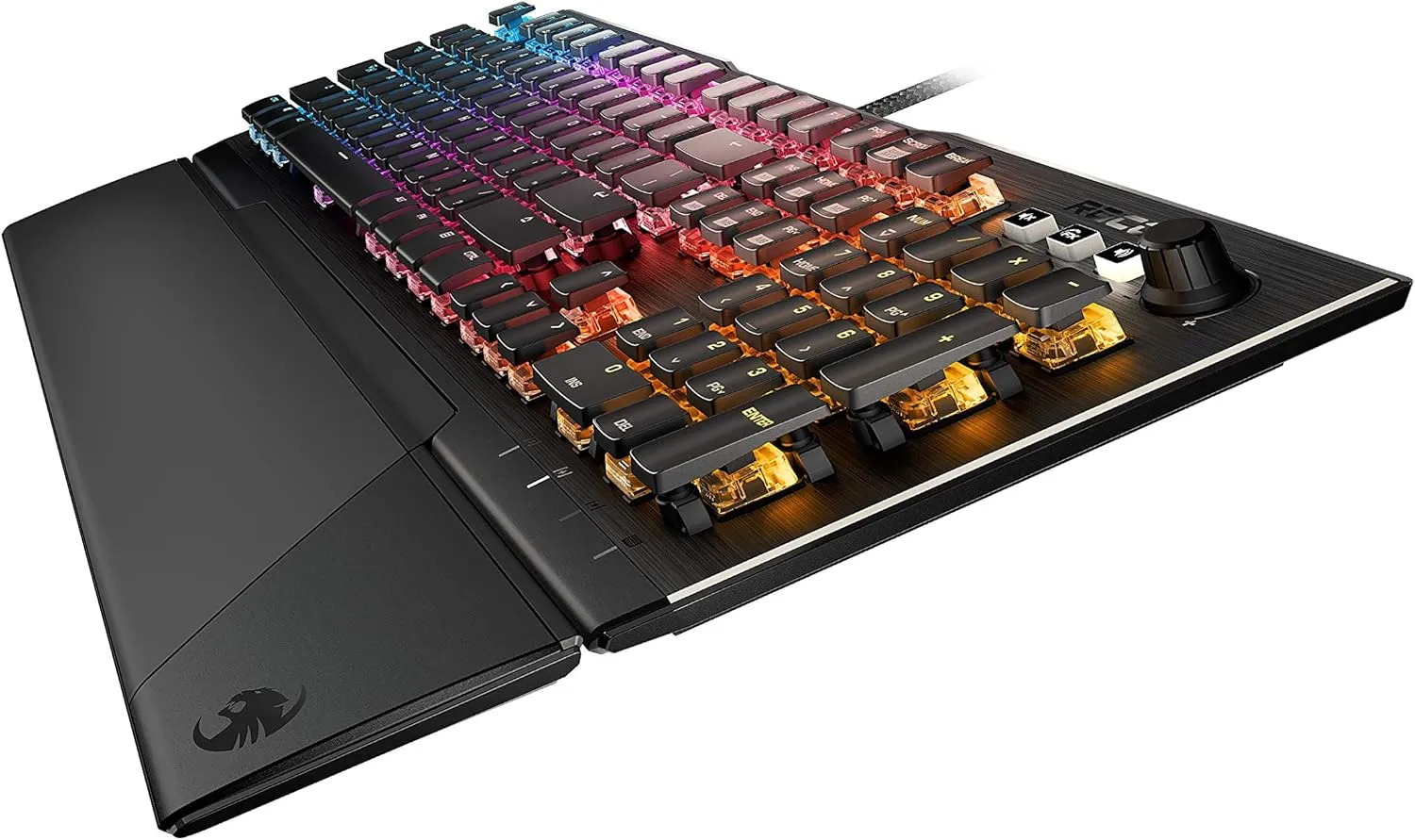 ROCCAT Vulcan 121 Mechanical PC Tactile Gaming Keyboard, Titan Switch, AIMO RGB Backlit Lighting Per Key, Anodized Aluminum Top Plate and Detachable Palm/Wrist Rest, Black