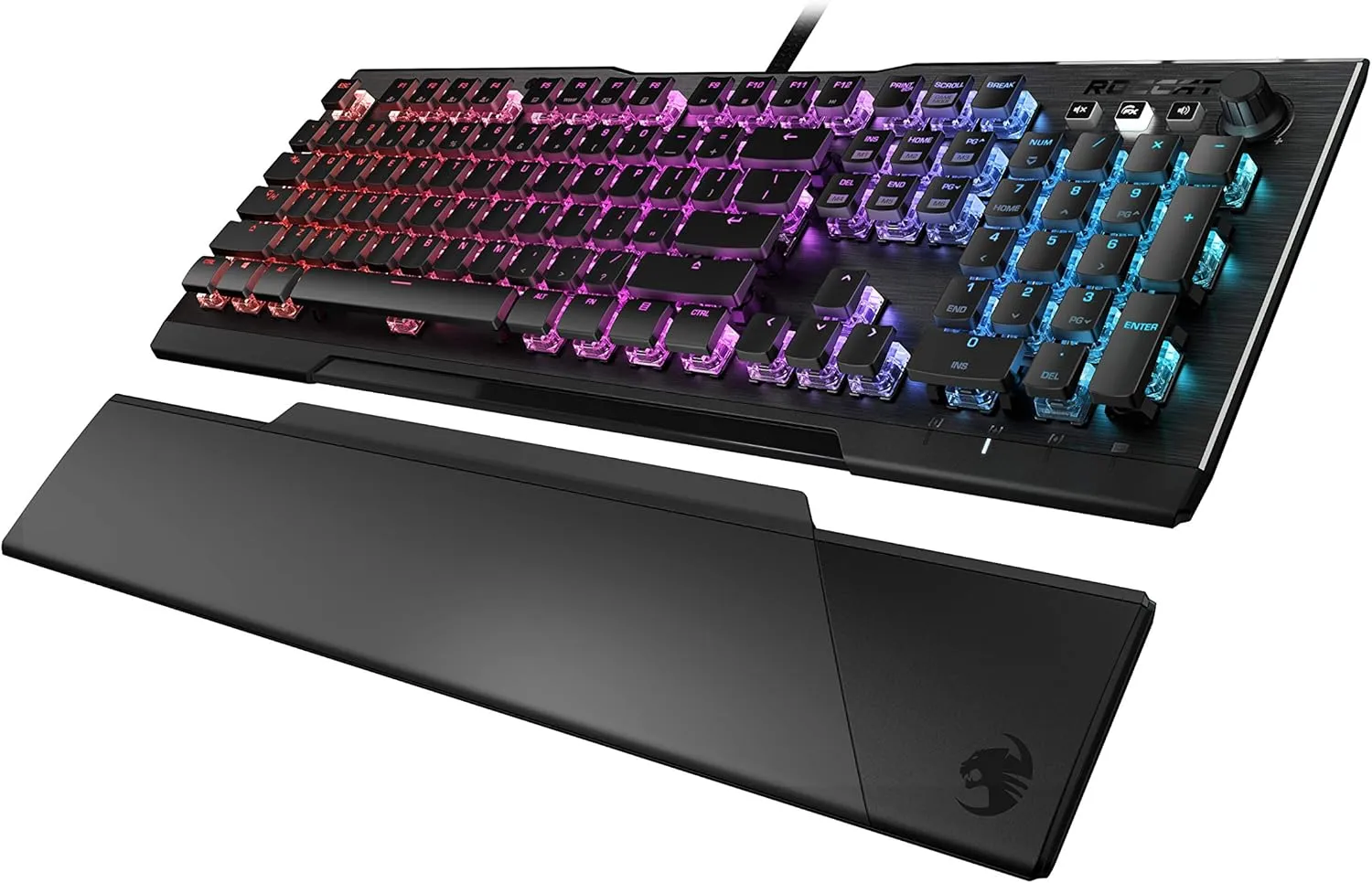 ROCCAT Vulcan 121 Mechanical PC Tactile Gaming Keyboard, Titan Switch, AIMO RGB Backlit Lighting Per Key, Anodized Aluminum Top Plate and Detachable Palm/Wrist Rest, Black
