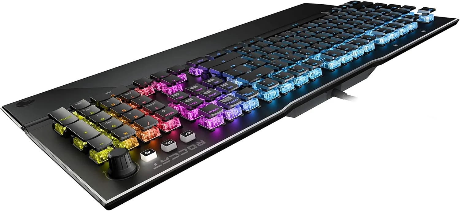 ROCCAT Vulcan 121 Mechanical PC Tactile Gaming Keyboard, Titan Switch, AIMO RGB Backlit Lighting Per Key, Anodized Aluminum Top Plate and Detachable Palm/Wrist Rest, Black