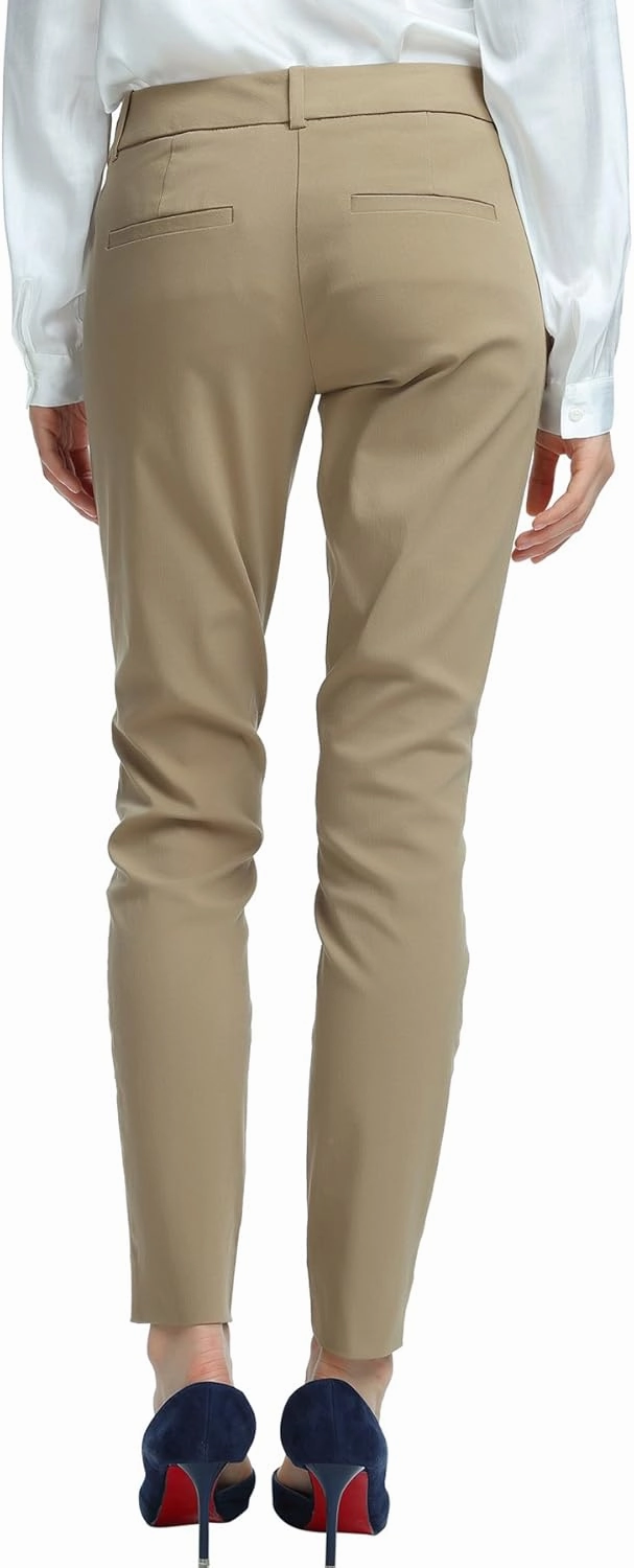 SATINATO Women's Straight Pants Stretch Slim Skinny Solid Trousers Casual Business Office
