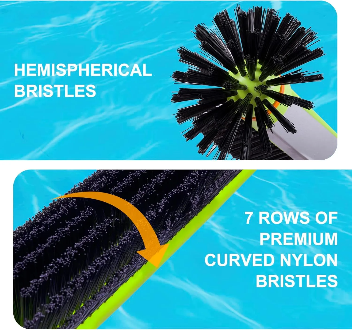 Sepetrel Pool Brush Head for Cleaning Walls,Heavy Duty Inground/Above Ground Swimming Pool Round Scrub Brushes with Premium Strong Bristle & Reinforced Aluminium Back