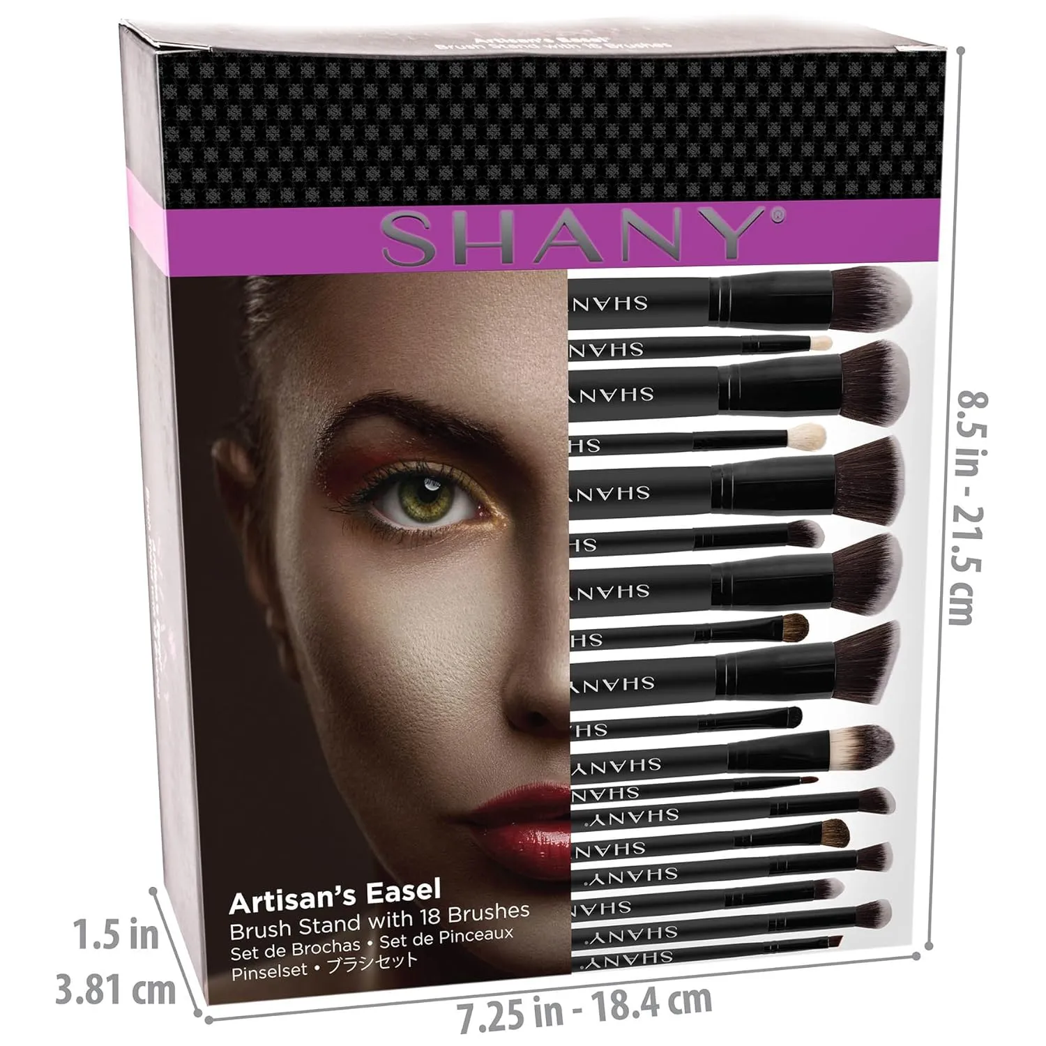 SHANY Makeup Brushes Artisan Easel Elite Cosmetics Make up Brush Set, Complete Kabuki Makeup Brush Set with Standing Convertible Makeup Brush Holder Storage - 18 pcs