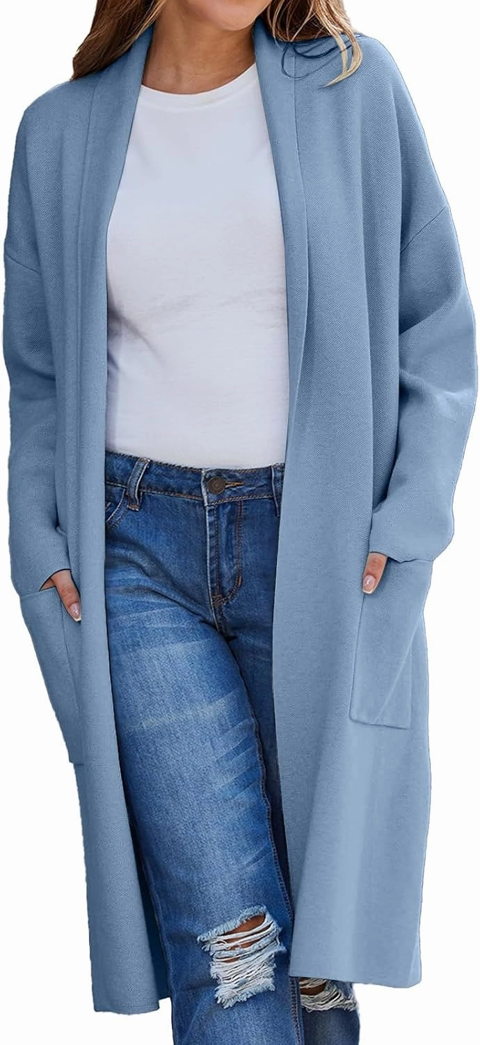 SHAOBGE Cardigan for Women Women's Autumn and Winter Solid Color Fashionable Thin Lapel Long Woolen Fall Outfits