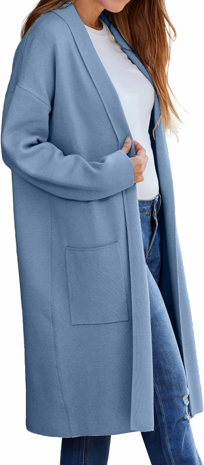 SHAOBGE Cardigan for Women Women's Autumn and Winter Solid Color Fashionable Thin Lapel Long Woolen Fall Outfits