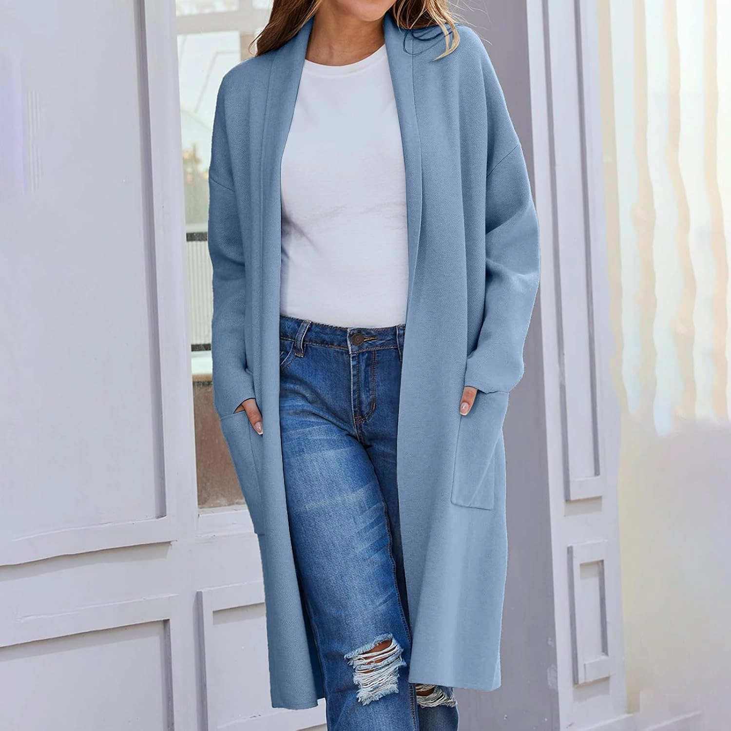 SHAOBGE Cardigan for Women Women's Autumn and Winter Solid Color Fashionable Thin Lapel Long Woolen Fall Outfits