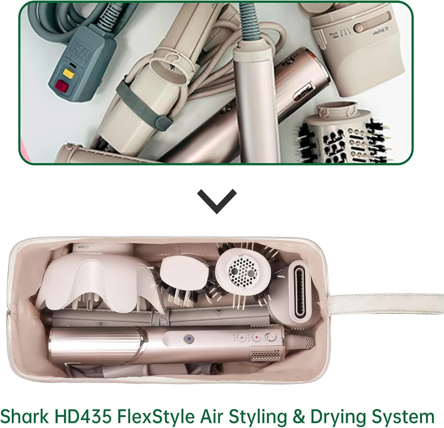 Shark Flex Style Case for Dyson Airwrap Hair Dryer Brush Revlon Hair Tools Travel Bag Carrying Case Flat Curling Iron Organizer (Beige)