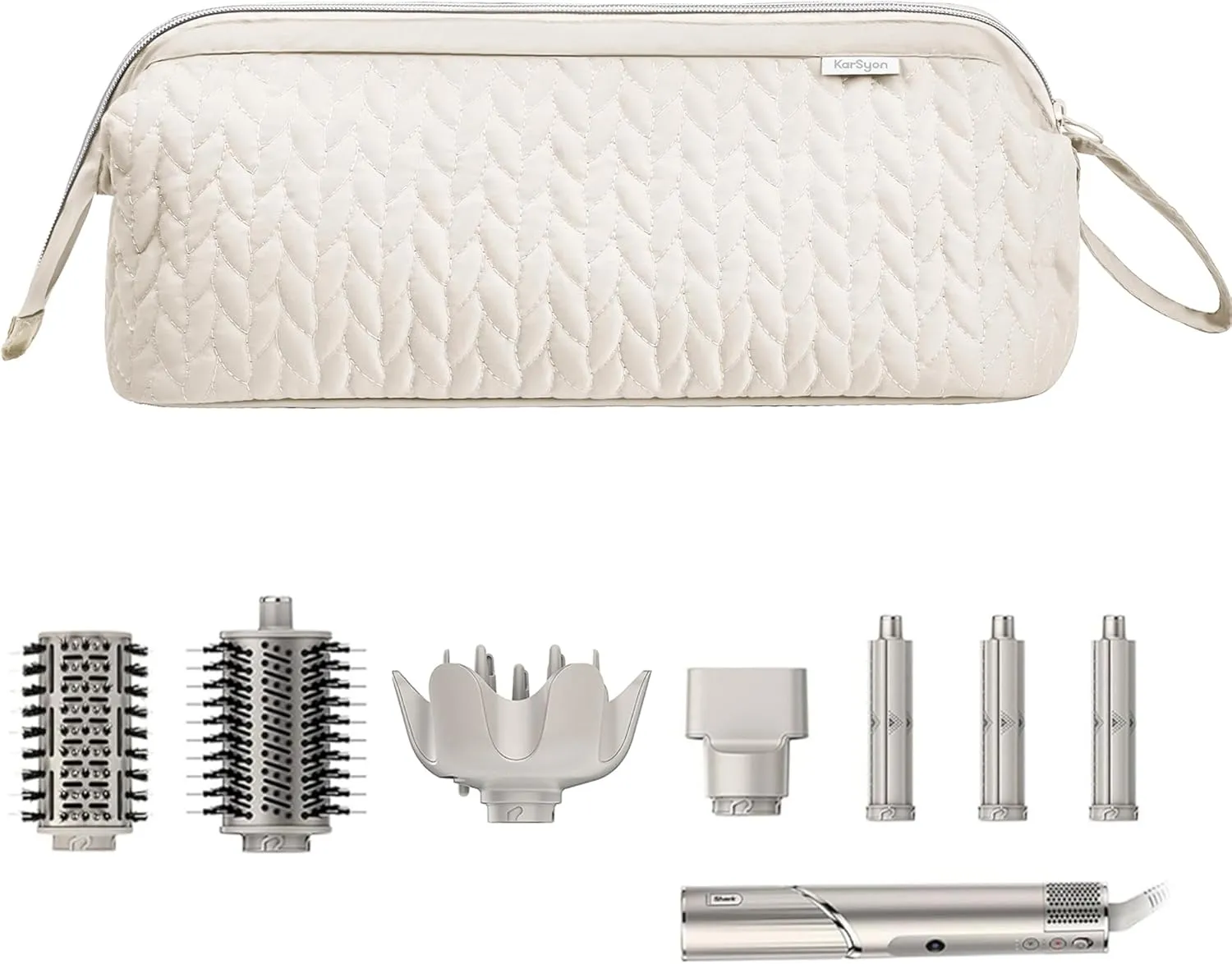 Shark Flex Style Case for Dyson Airwrap Hair Dryer Brush Revlon Hair Tools Travel Bag Carrying Case Flat Curling Iron Organizer (Beige)