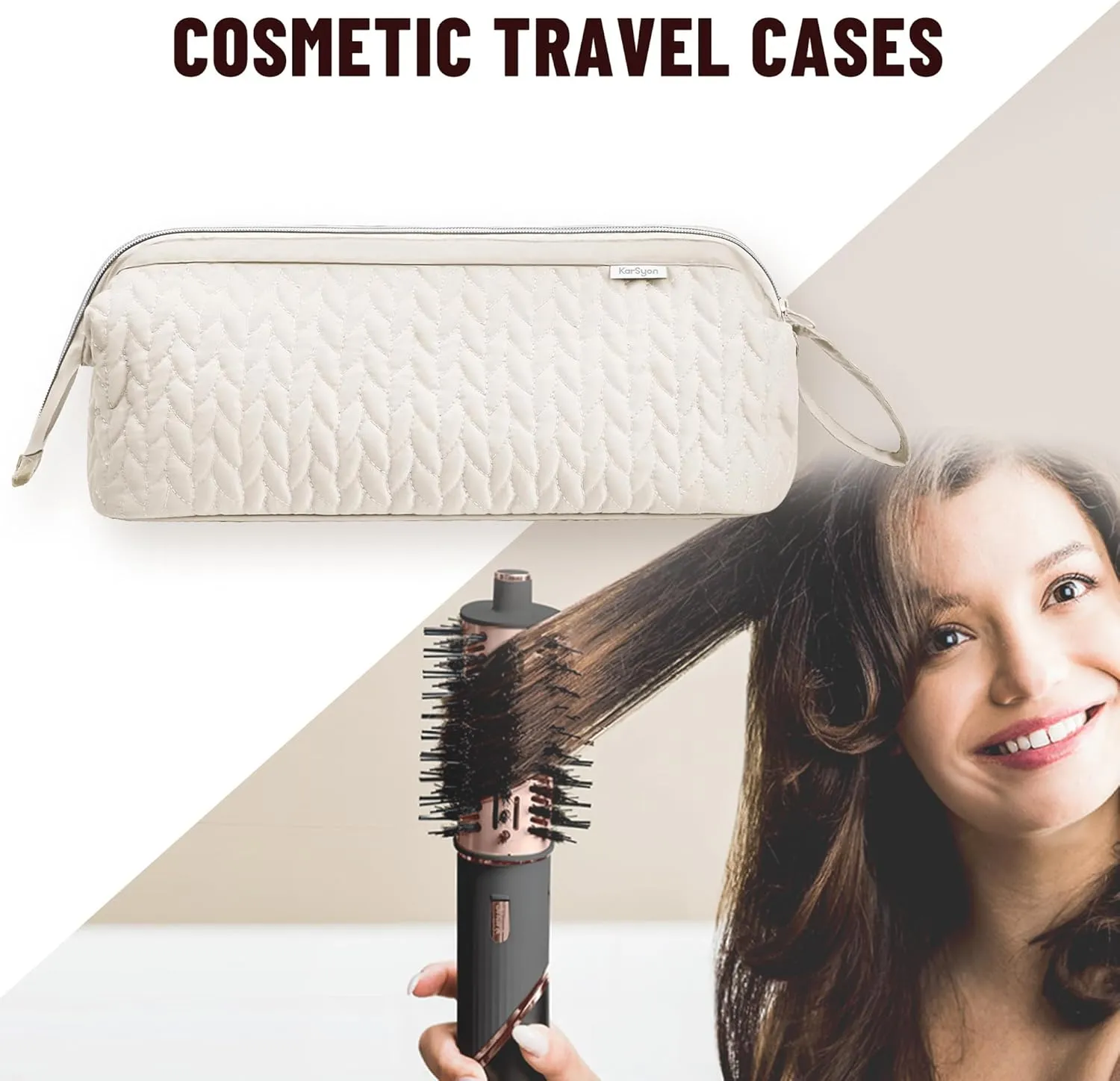 Shark Flex Style Case for Dyson Airwrap Hair Dryer Brush Revlon Hair Tools Travel Bag Carrying Case Flat Curling Iron Organizer (Beige)
