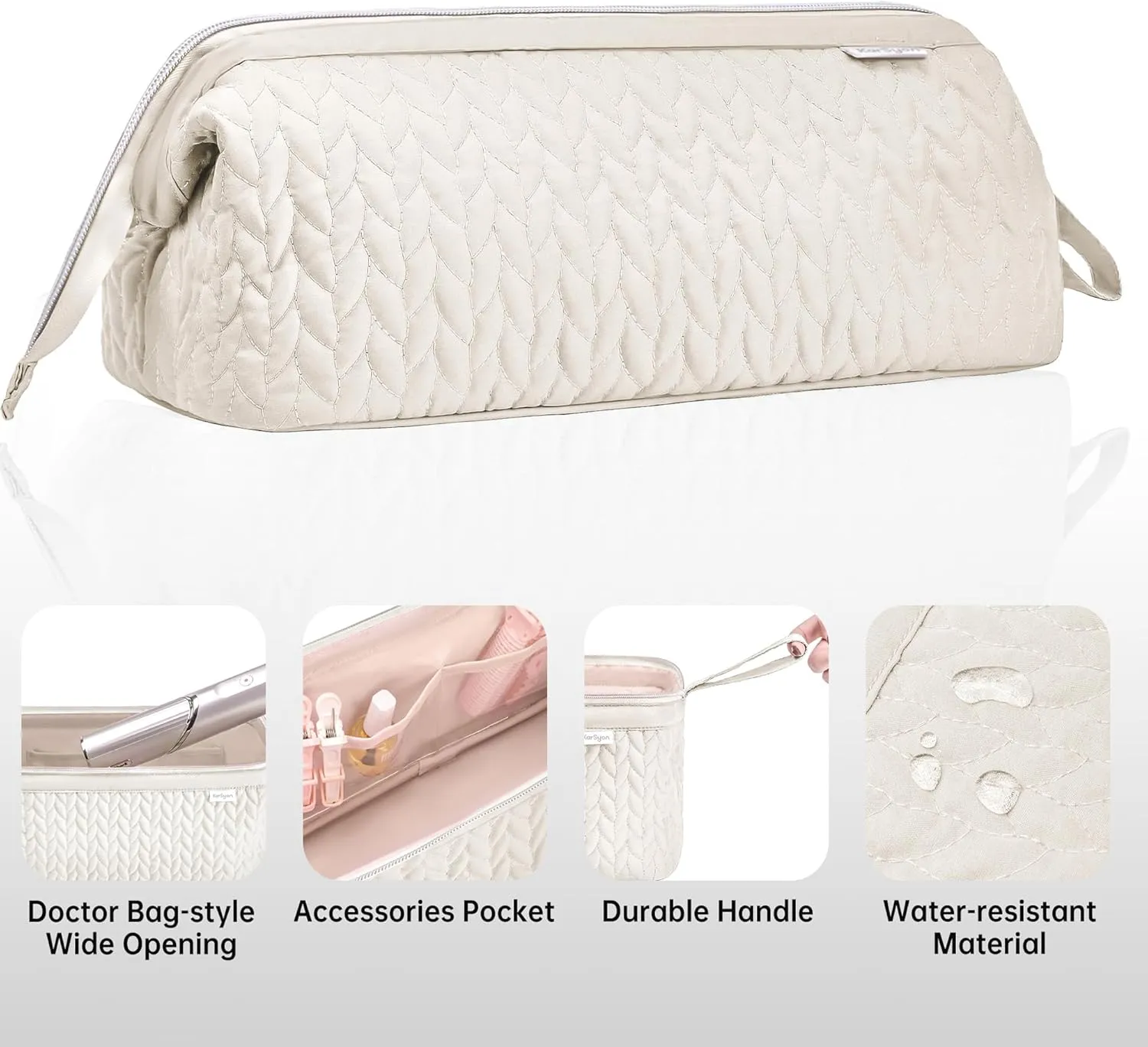 Shark Flex Style Case for Dyson Airwrap Hair Dryer Brush Revlon Hair Tools Travel Bag Carrying Case Flat Curling Iron Organizer (Beige)