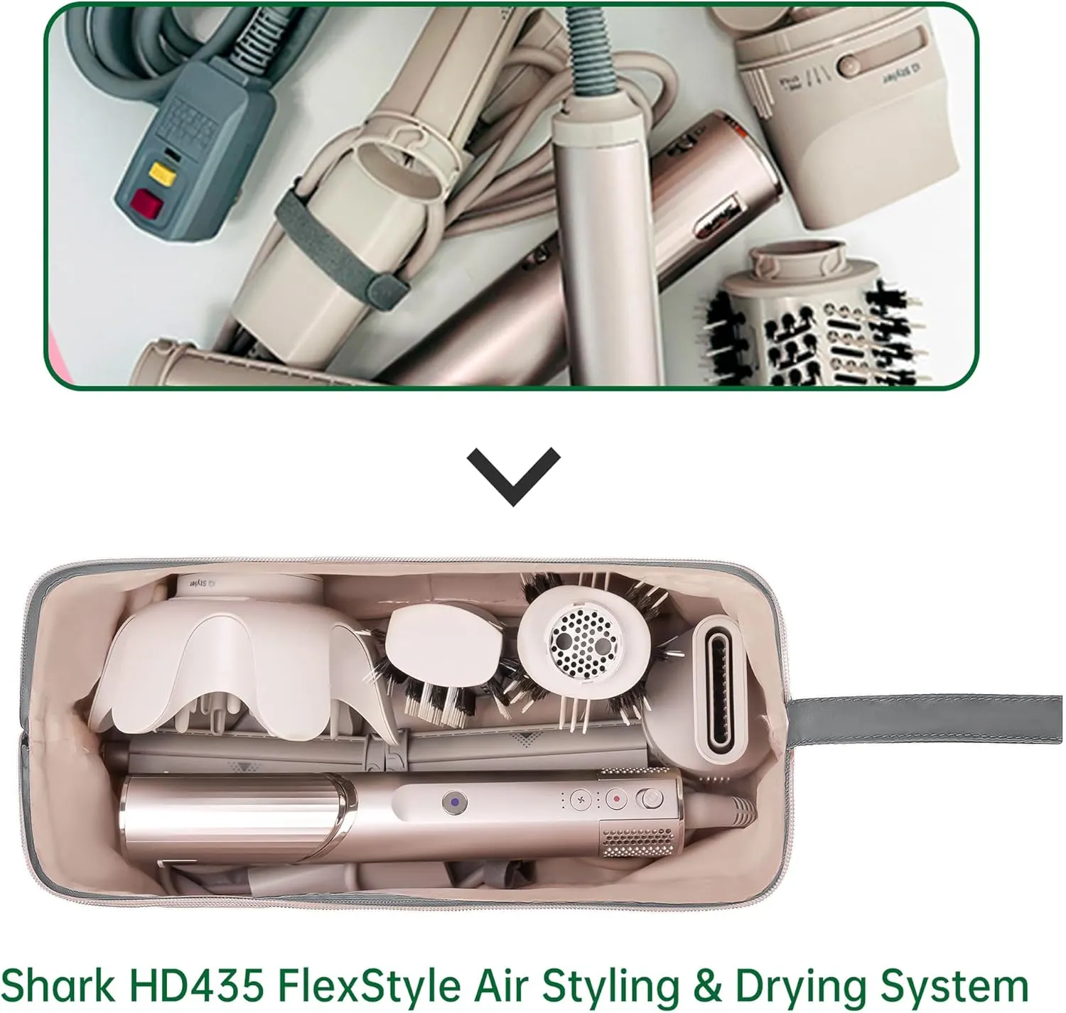 Shark Flex Style Case for Dyson Airwrap Hair Dryer Brush Revlon Hair Tools Travel Bag Carrying Case Flat Curling Iron Organizer (Grey)