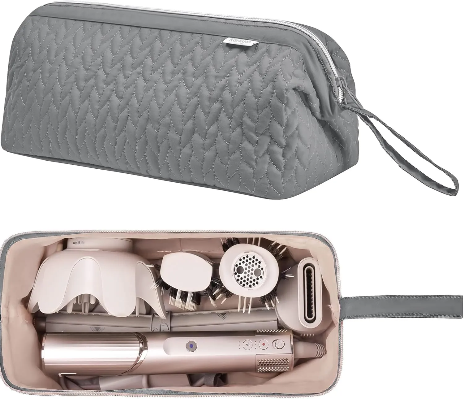 Shark Flex Style Case for Dyson Airwrap Hair Dryer Brush Revlon Hair Tools Travel Bag Carrying Case Flat Curling Iron Organizer (Grey)