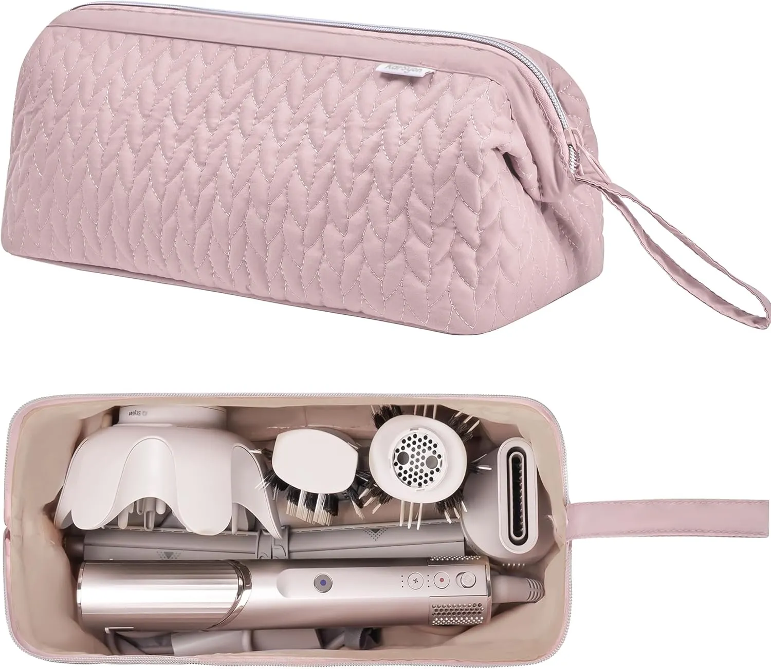 Shark Flex Style Case for Dyson Airwrap Hair Dryer Brush Revlon Hair Tools Travel Bag Carrying Case Flat Curling Iron Organizer (Pink)