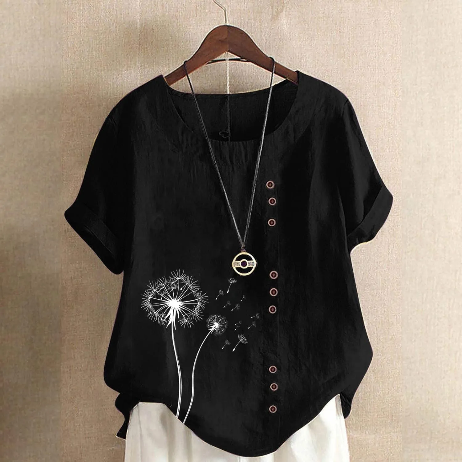 Short Sleeve Shirts for Women Fashion Print Loose Fitted Tops Casual Crew Neck Lightweight Summer Boho T-Shirts