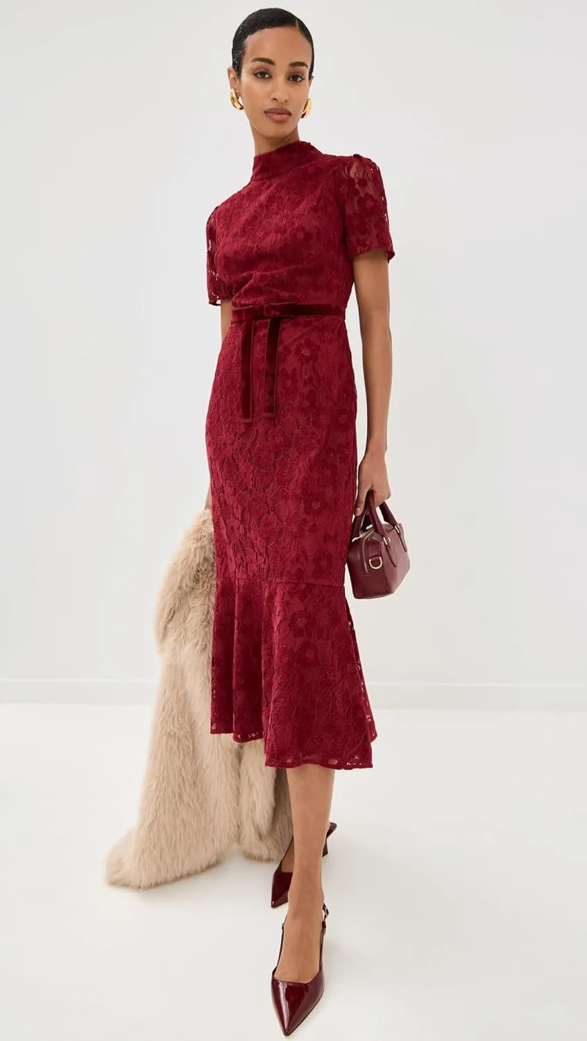 Shoshanna Women's Scarlett Velvet Lace Pierre Dress