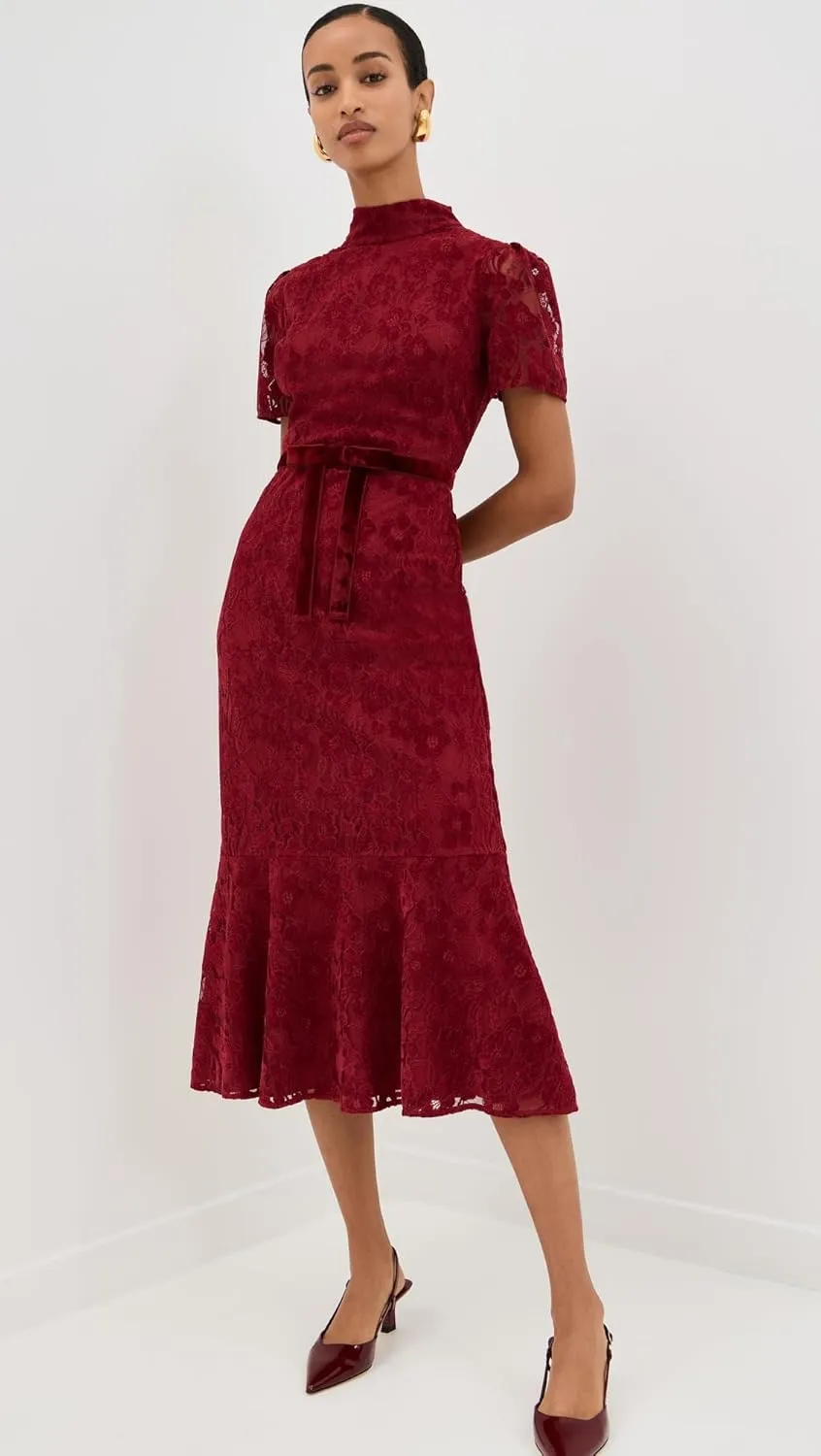 Shoshanna Women's Scarlett Velvet Lace Pierre Dress