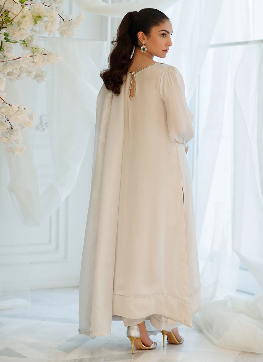 SILVER FOIL SHIRT AND DUPATTA - Farah Talib Aziz