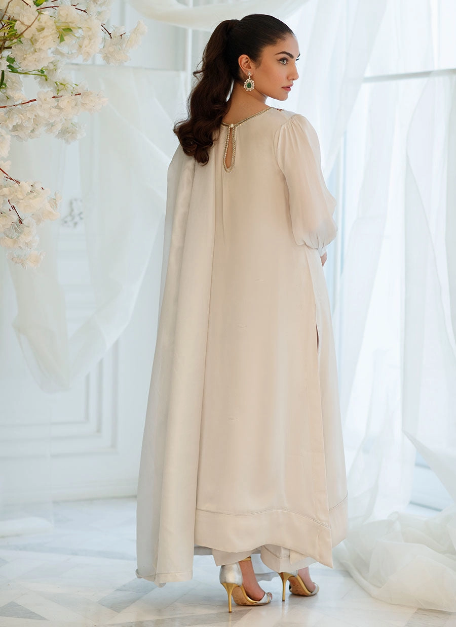 SILVER FOIL SHIRT AND DUPATTA - Farah Talib Aziz