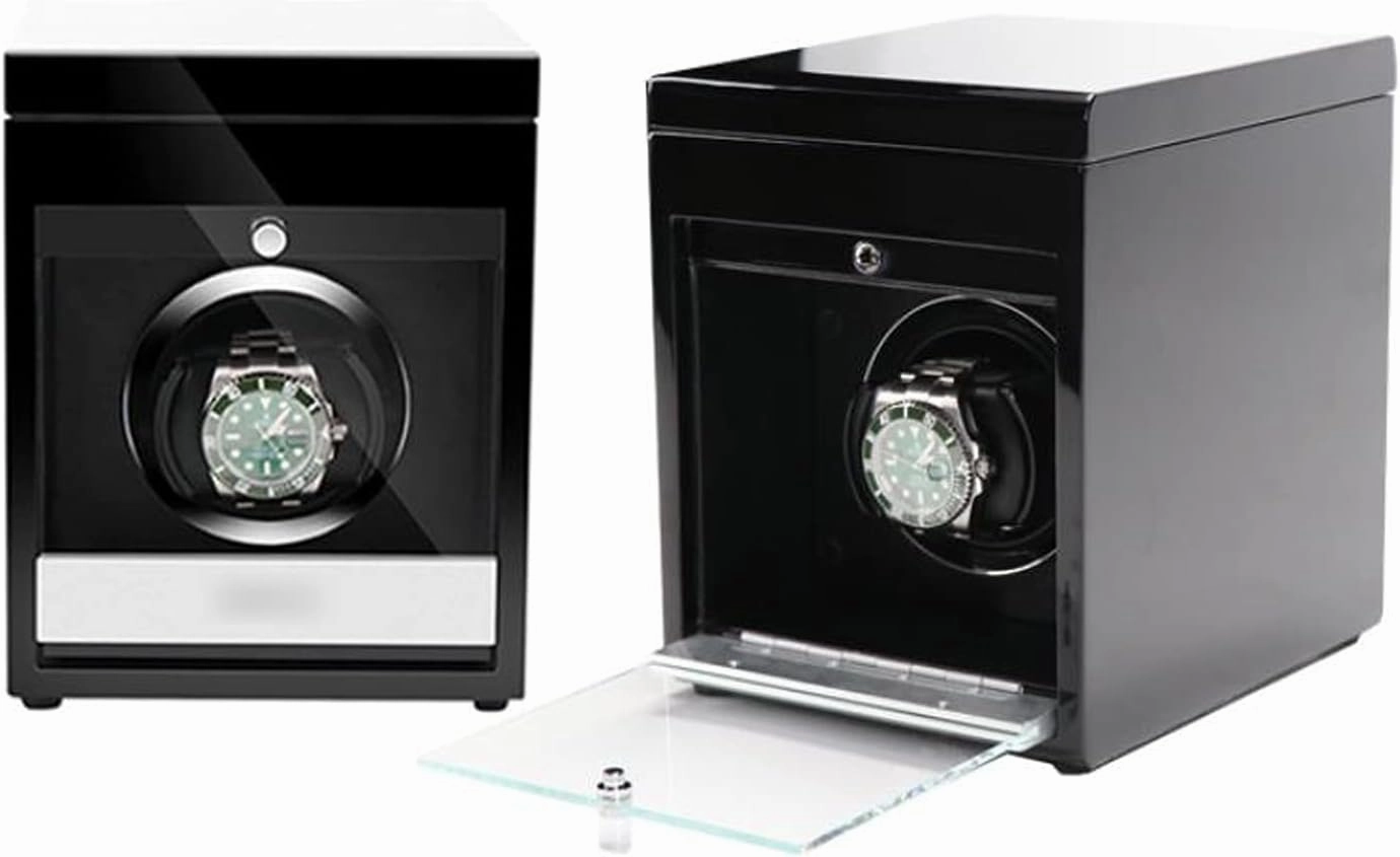 Single Watch Winder, Rotator Automatic Watch Shaker Mechanical Watch Storage Box Winding Device Watch Box Rotary Watch Device with LED Lights