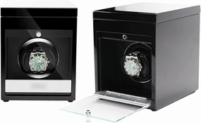 Single Watch Winder, Rotator Automatic Watch Shaker Mechanical Watch Storage Box Winding Device Watch Box Rotary Watch Device with Led Lights