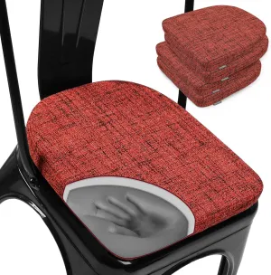 SINOSSO Memory Foam 14" Metal Chair Cushions 4 Pcs, Modern Interwoven Style Magnetic Chair Pads for Dining Kitchen Cafe Bistro Stackable Chair (U-Shape, Red, 4)