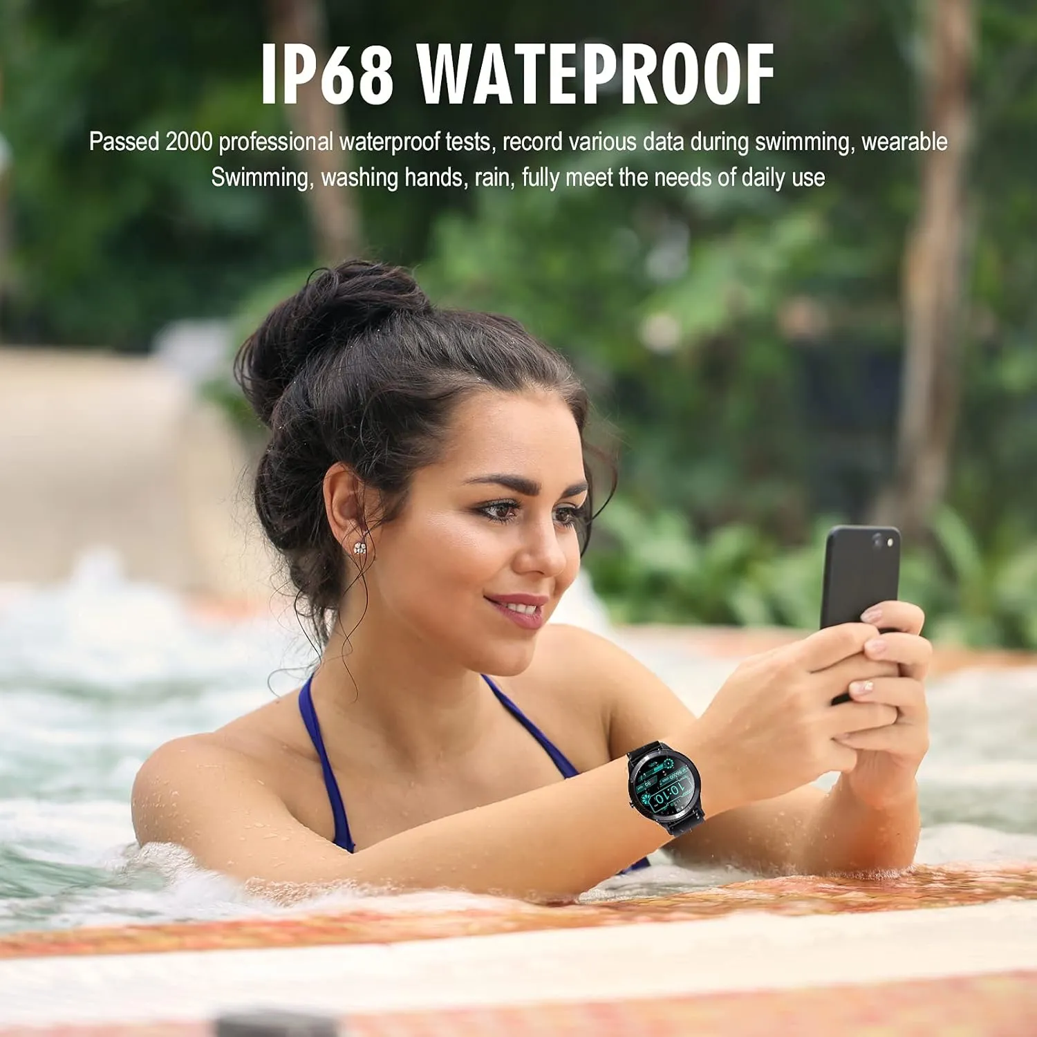 Smart Watch, 1.28''HD Fitness Tracker with Touch Screen Heart Rate Monitor Camera Music Control, Bluetooth Sport Watch for Women Men, IP68 Waterproof SmartWatch Compatible with iPhone Android (Black)