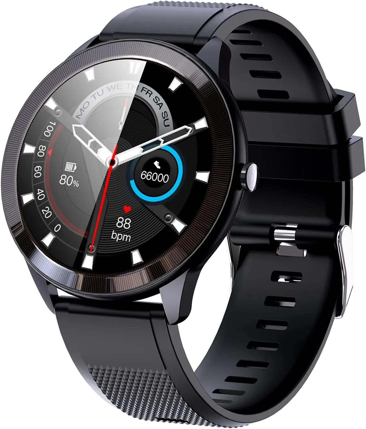 Smart Watch, 1.28''HD Fitness Tracker with Touch Screen Heart Rate Monitor Camera Music Control, Bluetooth Sport Watch for Women Men, IP68 Waterproof SmartWatch Compatible with iPhone Android (Black)