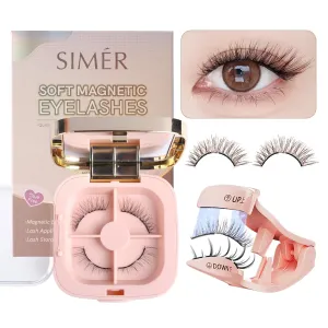 Soft Magnetic Eyelashes, Natural Look Reusable Glue-free Dual Magnets Lashes with Applicator, Lightweight Dual Magnetic Lashes Kit - Kitty